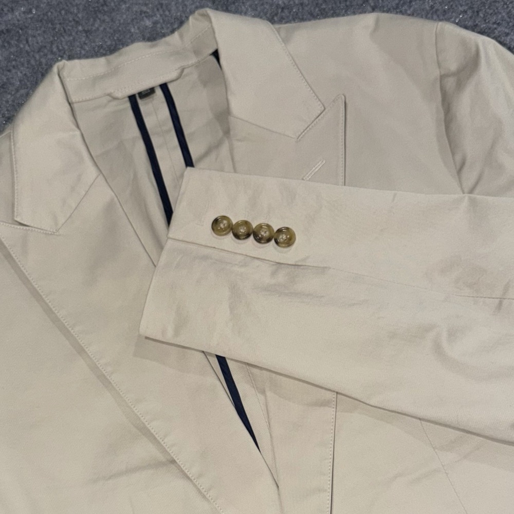 Bonobos Jetsetter Stretch Cotton Blazer 40R Lt Tan Unstructured Peak Lapel Italy